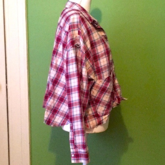 Zara oversized red and white checked crop top - Picture 3 of 10